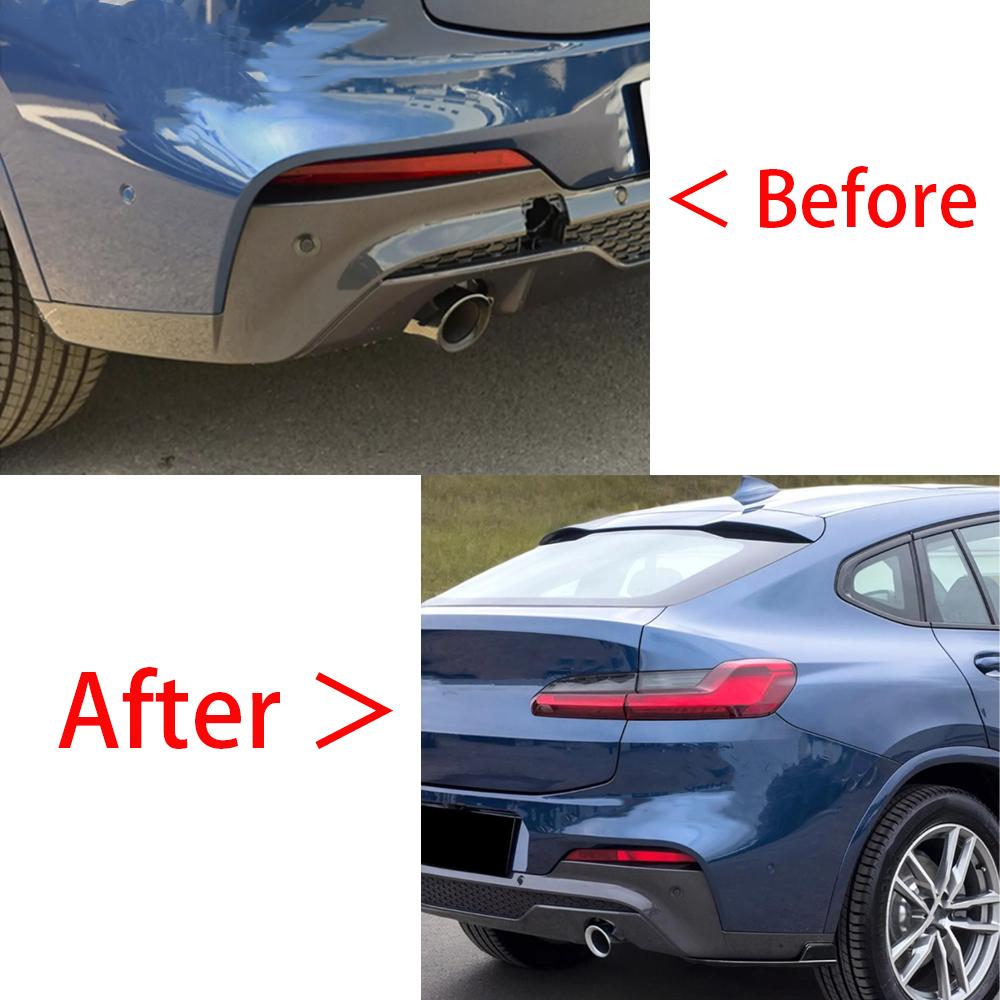 Rear Bumper Protector Diffuser Spoiler Splitter for BMW X4 G02 M40i M Sport 2018 2019 2020 2026 ABS Glossy/Carbon Fiber Black
