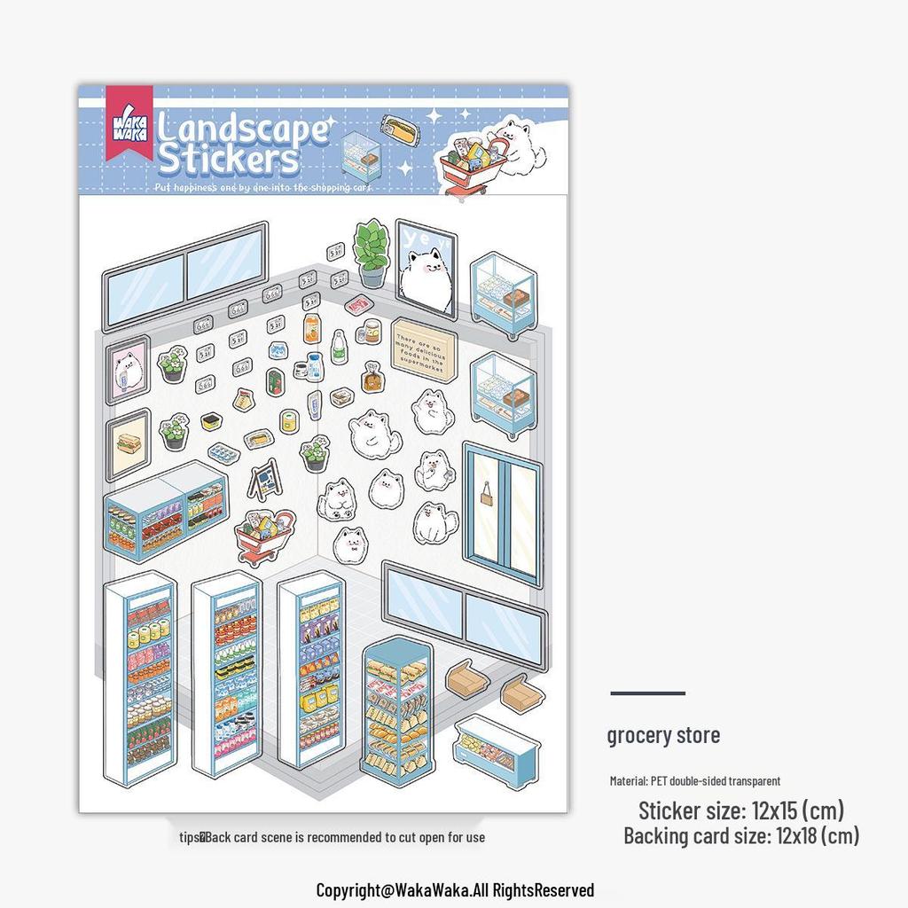 Christmas Miniature 3D Cabin Scene Stickers – Cute Handmade Cartoon Stickers for Journals