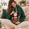 Portable Pet Carrier Apparel Unisex Pouch Christmas Hoodie, Cute Dog Cat Hooded Sweatshirt with Animal Carrying Hoodie Graphic, Cozy Fleece