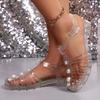 Módní Vintage Platformové Želé Sandály s Uzavřenou Špičkou Dámské Letní Perlová Dekorace Nízký Podpatek Římské Sandály Dámské Protiskluzové Plážové Sandály Dámské