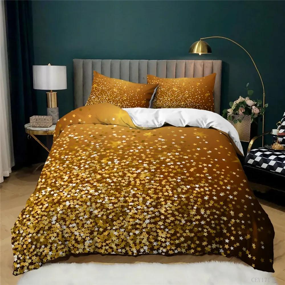 Luxury Duvet Cover Set Home Textiles 228x228 King Size Bedding Set 100% Polyester High Grade Flexible Bed Cover Golden Sheets