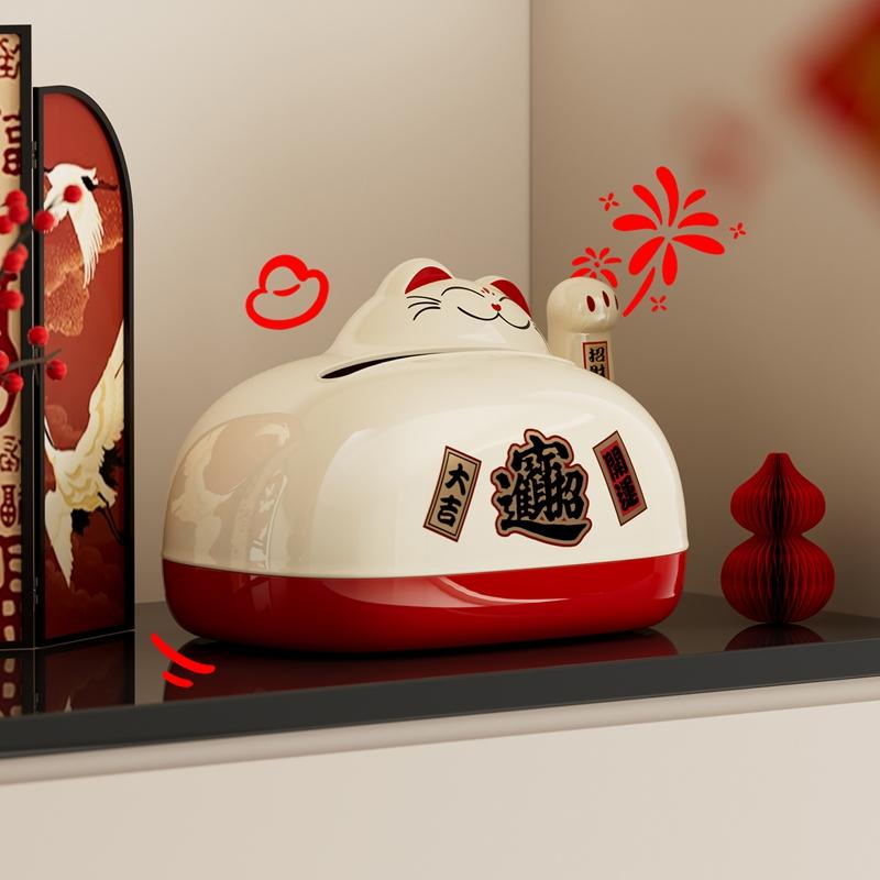 Paper Towel Box with High Level Aesthetic Design Spring Shaped Tabletop Paper Towel Box Hand Operated Lucky Cat Paper Towel Box