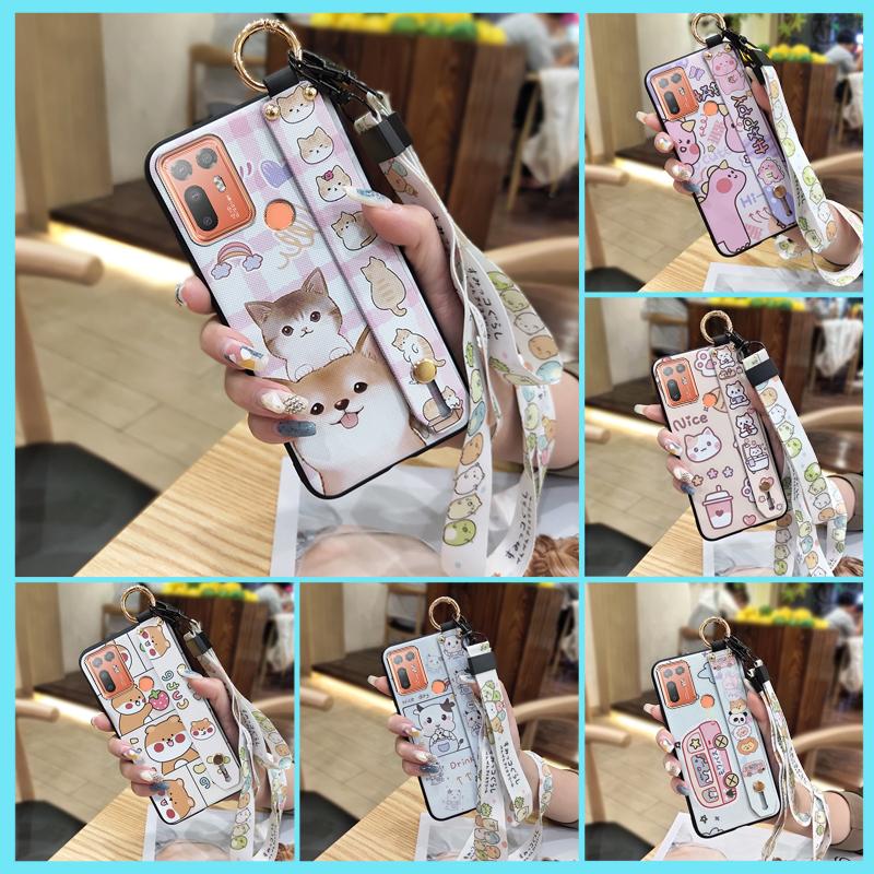 Silicone Anti-dust Phone Case For HTC Desire 20 Plus/D20+ Cute Protective Wrist Strap Ring Back Cover Shockproof Lanyard