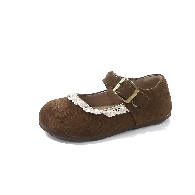 Girls Moccasins Lace Sweet Kids Princess Shoes Non-slip Soft Sole 2025 New Children Flat Shoes Pu Leather Hook&loop Ins Trendy