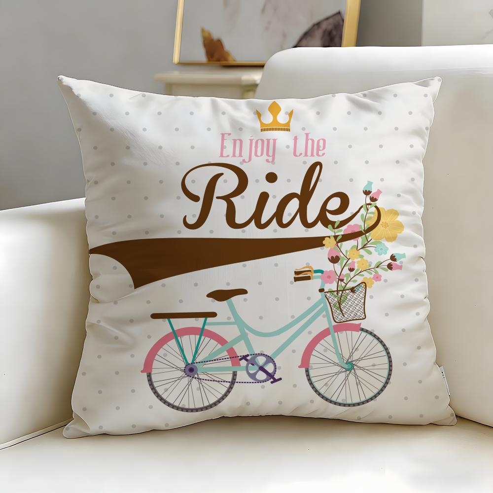 classic theme Country flower bicycle Cushion Cover Soft EasyWash Pillow Case Versatile for Couch Bed Travel and Office