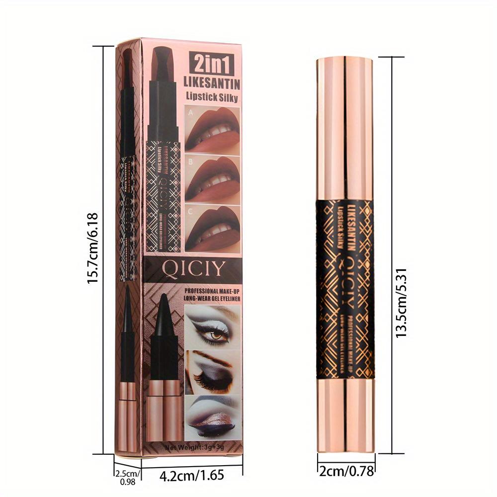 Double-ended Three-color Lipstick + Eyeliner, Multi-purpose, Waterproof, Quick-drying, Suitable for All Skin Types