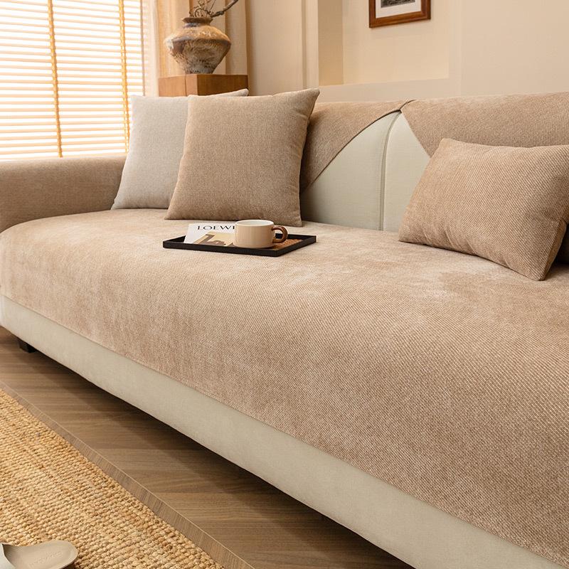 Universal Non-Slip Washable Chenille Sofa Cover Mat - All-Season Solid Color 70x70 cm