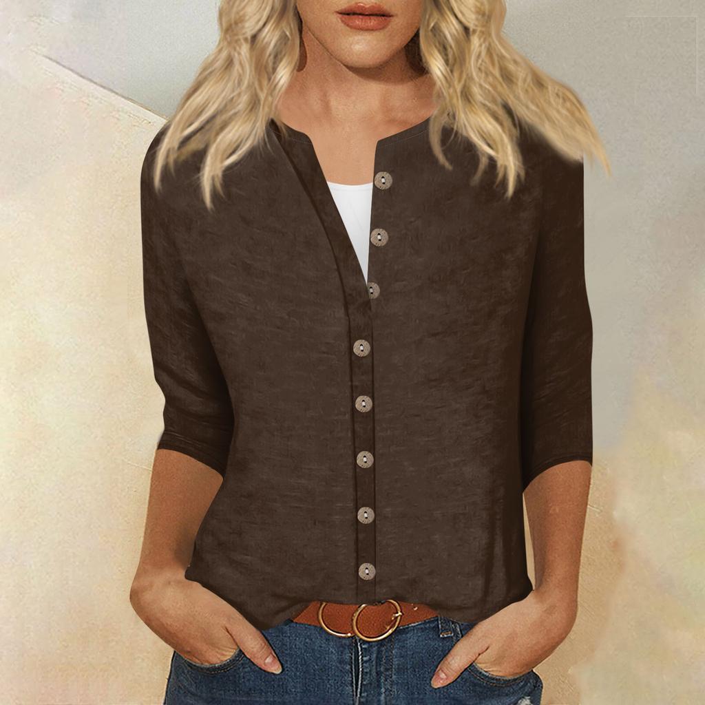 T-shirt ample à imprimé à manches 3/4 et col rond pour femme