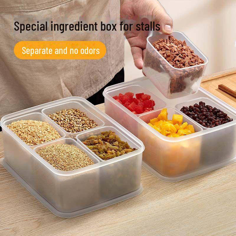 Commercial Ice Powder Storage Box with Lid - Fresh-Keeping Compartment for Ingredients