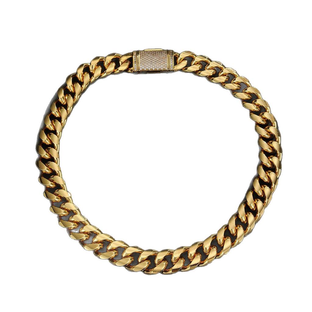 Fashion European and American Trendy Flip Buckle Miami 12MM Bracelet Necklace Chain