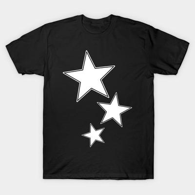 Asian Size Men Black Print T-shirt Stars Y2K Punk Metal Grunge Alternative Emo No-Cut Heat Transfer Print Cotton Tshirt