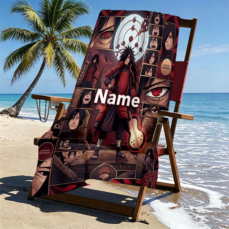 Custom Name Personalized Demon Slayer Anime Print Beach Towel, for Trip Camping Beach Party Home Decor, Birthday Gift for Family & Friends