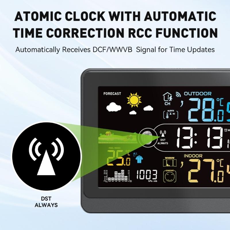 Color LCD Digital Weather Stations with Thermometers Hygrometer Barometers Radio Clock and Moon Phase Display