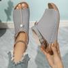 European and American Summer New European and American Fashion Fish Mouth Thick-soled Wedge Sandals Large Size One-word Buckle Strap Flat Sandals