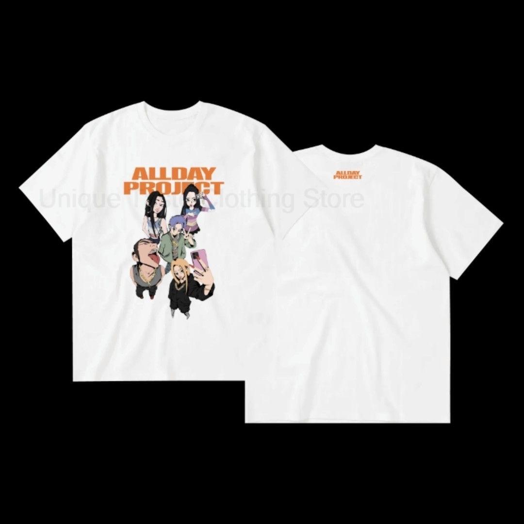 ALLDAY PROJECT T Shirt Kpop Fashion Street Cartoon Print Tshirt Y2k Trend Retro Women Unisex Summer Cotton Short Sleeve Tee Tops S