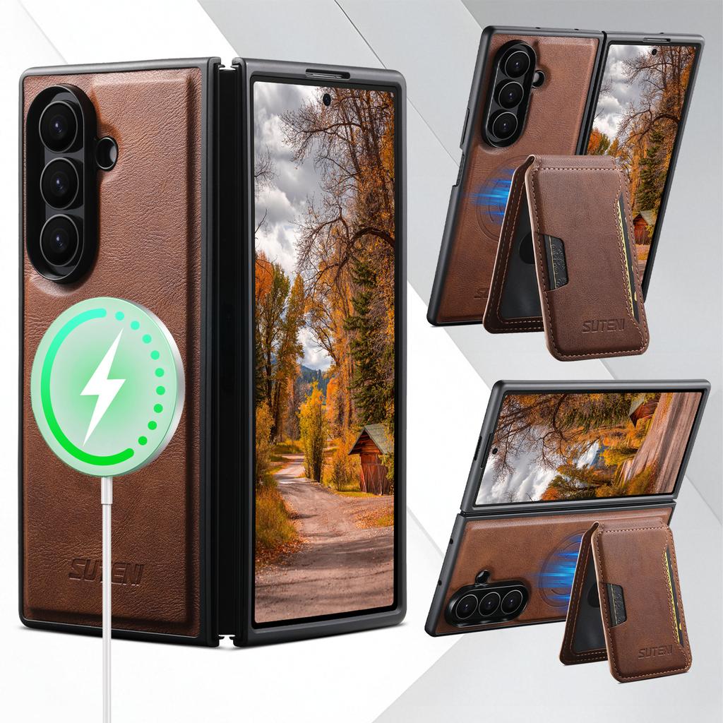 Portafoglio in Pelle Magnetico Forte 2 in 1 Slot Carte Custodia Telefono per Samsung Galaxy Z Fold 7 Supporto Copertura Ricarica Wireless