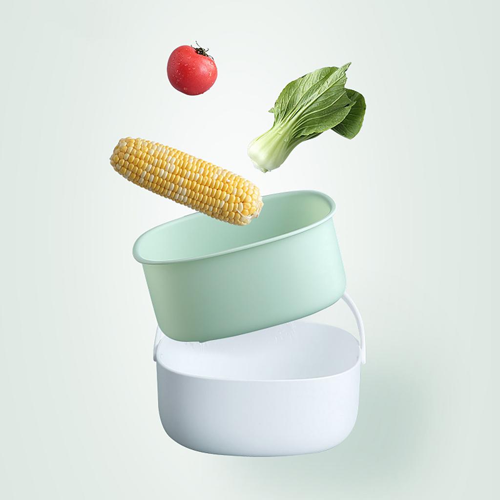 Obst- und Gemüse-Waschsiebkörbe, Abtropfschale für gekochte Nudeln und trockenes Geschirr, Tragbare doppelstöckige Reinigungsplatte mit Abtropfbecken für die Küche