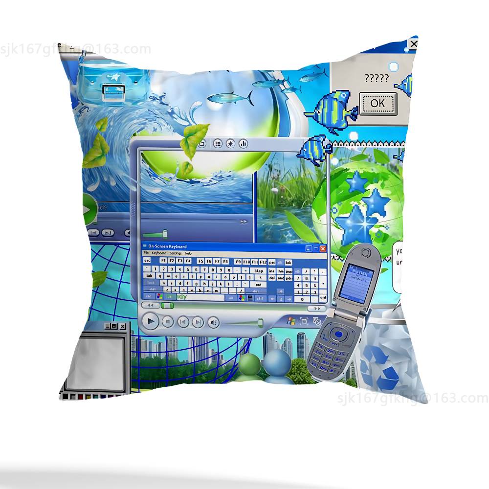 Frutiger Aero Art Pillow Case Pillow Case Living Room Sofa Cushion Cover Suitable For Home Bedroom Room Decoration