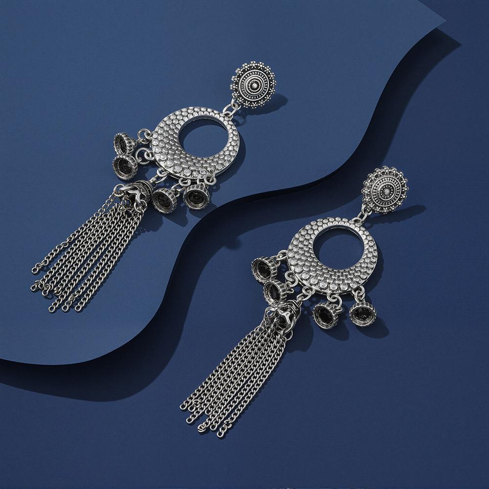 Exaggerated Personality Stud Earrings, Long Retro Bohemian Bells, Fringed Earrings, Femininity Earrings.