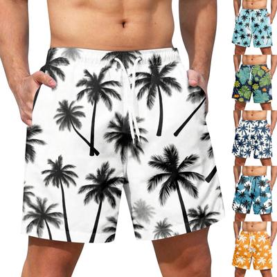Shorts havaianos com cadarço masculino, calças casuais