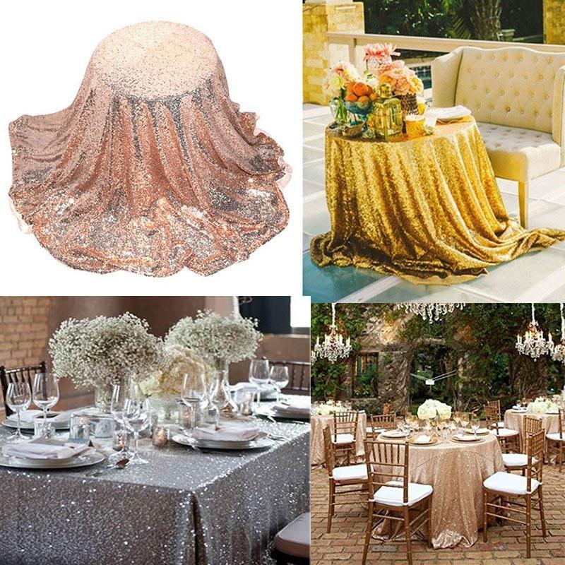 Sequin Tablecloth Sparkle Sequin Table Cover Linens Overlay Runners for Wedding Birthday Party Baby Shower Banquet Glitter Rectangle Tablecloth