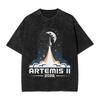 Man T Shirt Artemis Ii Launch To The Moon 2026 Washed Tshirts Novelty Beach Tee Shirt Classic Print Casual Clothes New Arrival