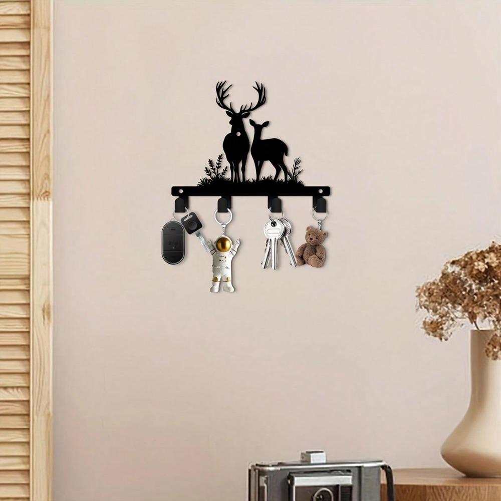 Antler Key Holder Wall Mount 5.9 Inch Modern Coat Rack Durable Hooks for Entryway Porch Office Decor