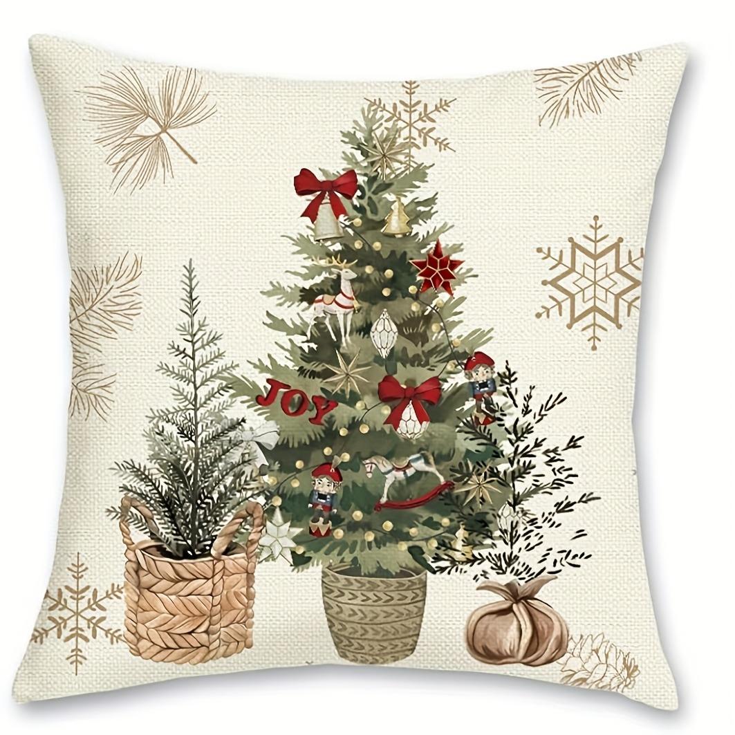 

Christmas Themed Pillowcases: Deer, Vintage Car, Mitts & Christmas Tree Designs Sofa cushion cover New Year home room decoration 16x16Inch
