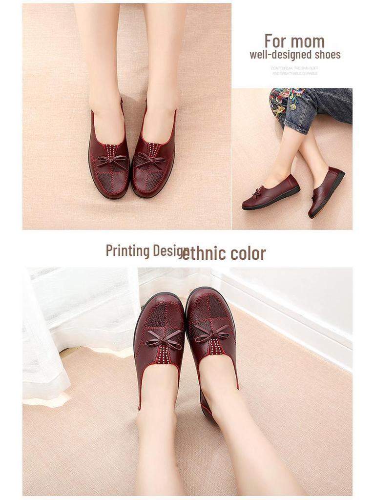 2025 Nazouvací dámské kožené baleríny na jaro a podzim - Pohodlná obuv pro ženy středního a staršího věku