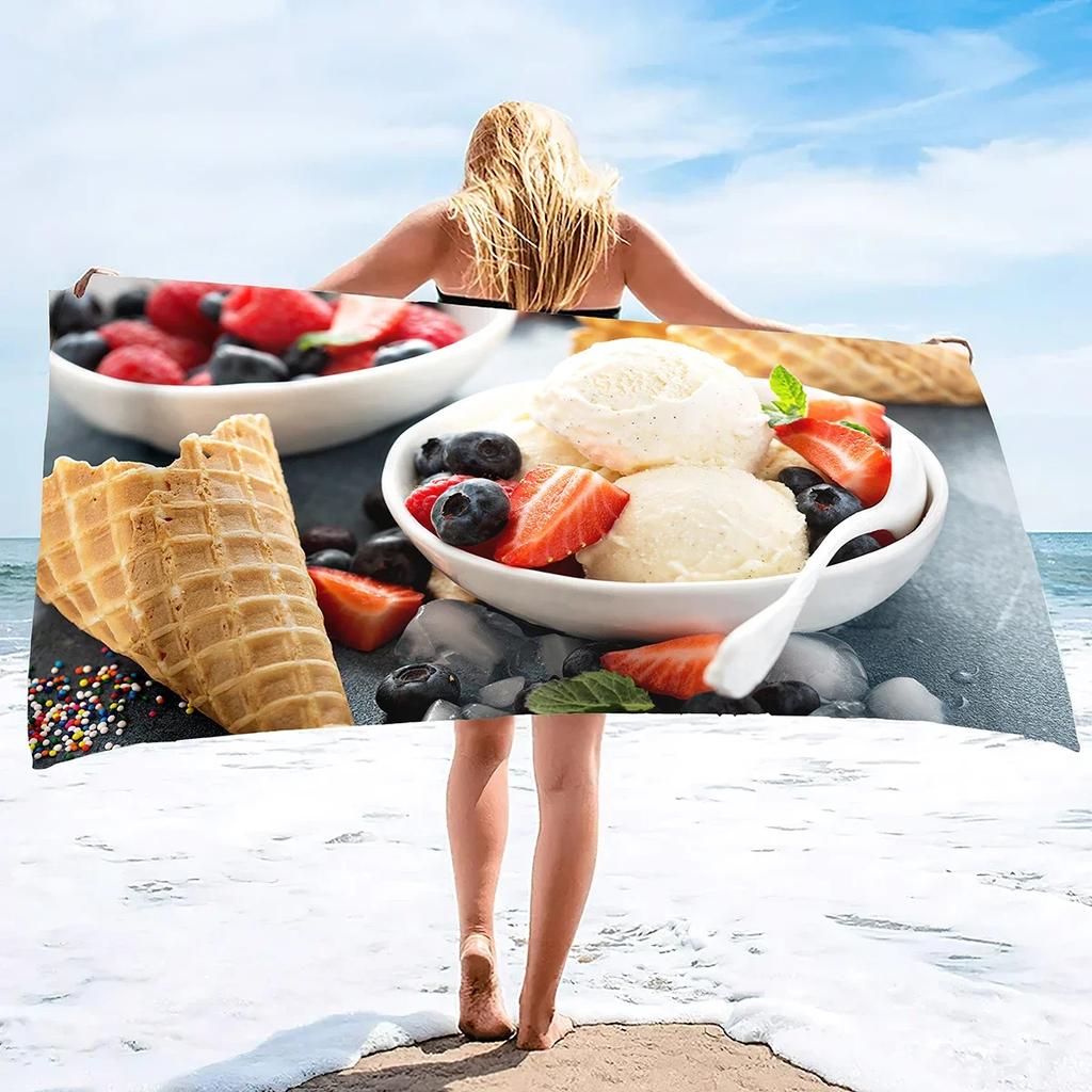 Summer Beach Towel for Adults Kids, Ice Cream Quick Dry Bath Pool Towels Beach Accessories Microfiber Sand Free Beach Towels