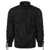 Fashion Classic Shirt Medieval Pirate Shirt Men Bandage Long Sleeve Gothic Warrior Shirt