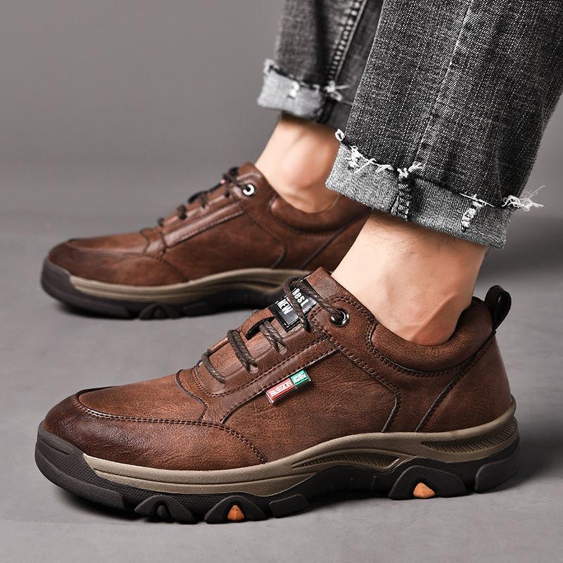 Casual Shoes Men's Spring New Low-top Lace-up Hiking Shoes British Business Leather Shoes Men's