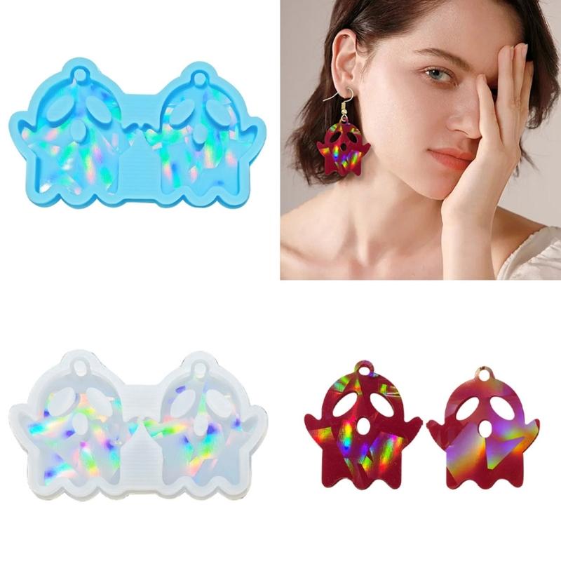 Silicone Cute Specter Holographic Molds Light Shadow Earrings Pendant Mold DIY Ornaments Jewelry Epoxy Crafting Mold