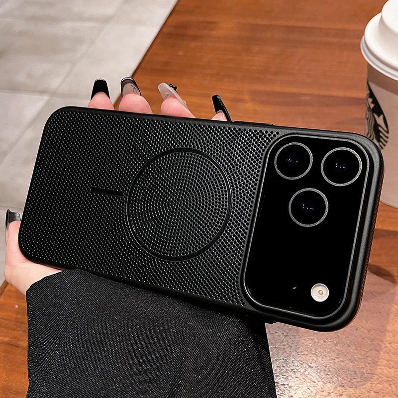 Applicable to Apple 17ProMax mobile phone case, breathable heat dissipation, thin ring magnetic suction iPhone17 ultra-thin anti-drop protective case