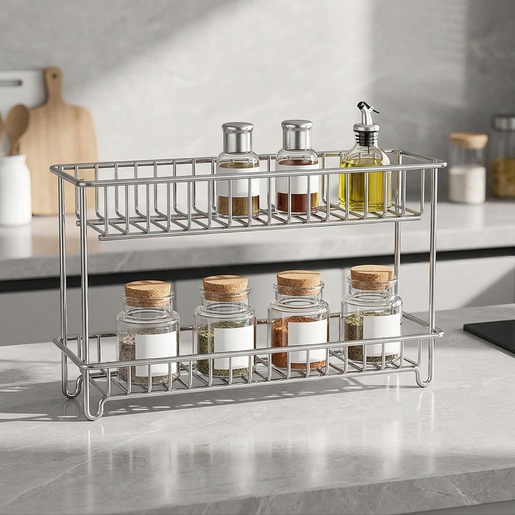 Countertop Storage Rack Easy to Clean Vanity Organizer Shelf Open for Dorm Rooms
