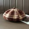 Trendy Style Plaid Beret With Windproof And Sunshade Features For Women