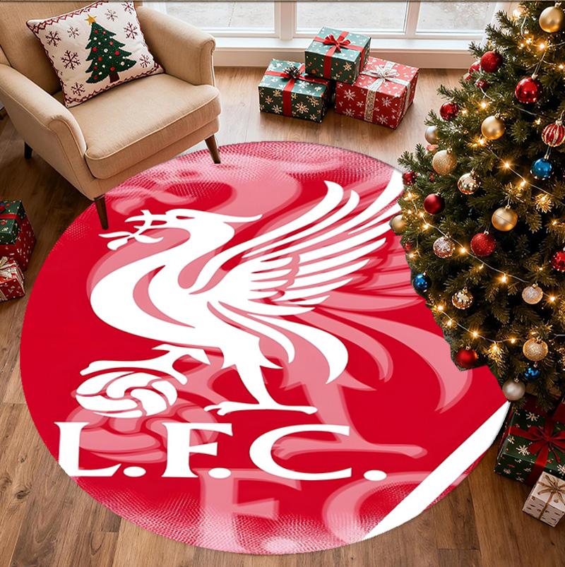 Liverpool F.C Pattern Round Rug, Indoor/Outdoor Mat, for Picnic, Gameroom, Bedroom, Office, Living Room, Home Decor Carpet, Birthday Gift