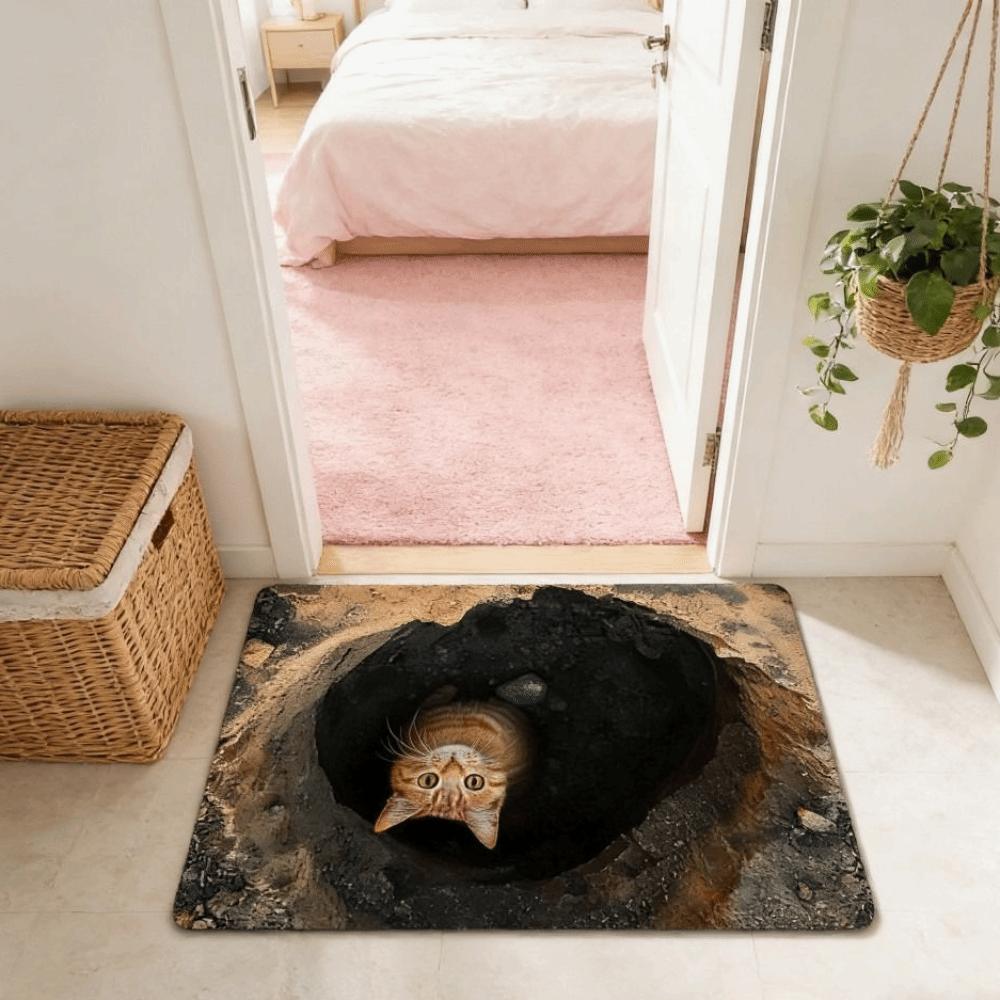 Non-slip Optical Illusion Doormat 3D Flat Bedroom Door Rug Creativity Bathroom Carpet Home Decor