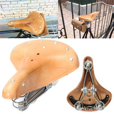 Bicycle Saddle Cowhide Seat Triple Spring Vintage Seat Mountain Bike Saddle Accessories