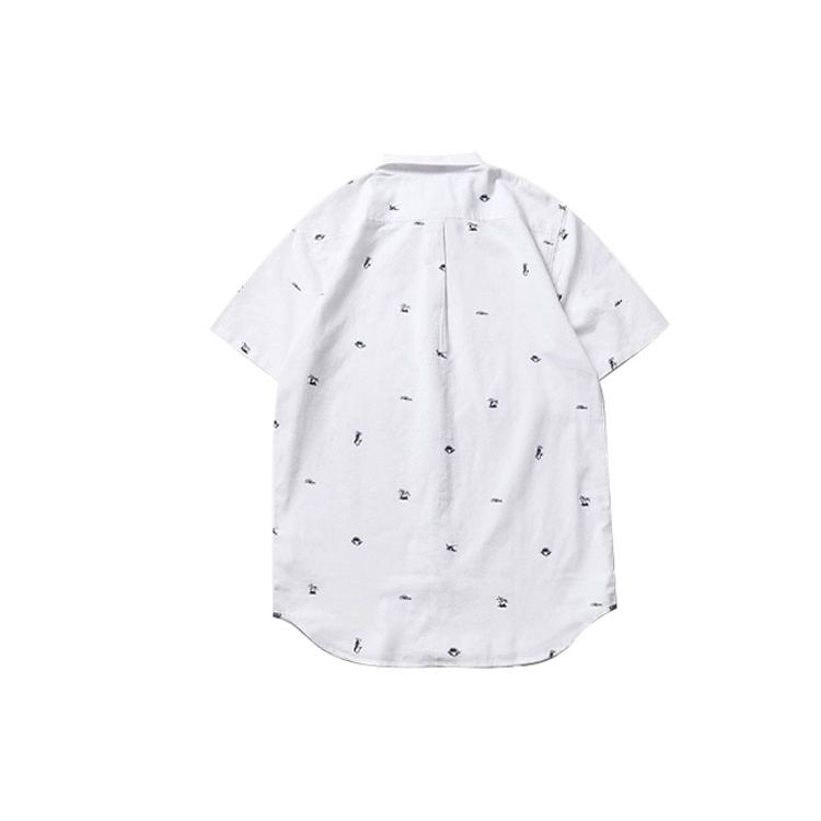 Vans Beach Allover Print Sports Casual Breathable Short Sleeve Shirt Men Shirts White VN0000MYYQJ