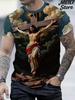 T-shirt da uomo con stampa 3D di Gesù a maniche corte, casual, girocollo, design con mani in preghiera, maglietta da uomo, nuova, top oversize