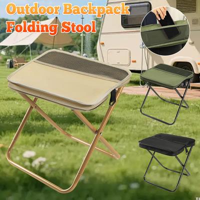 Tabouret de pêche portable d'extérieur avec sac en maille, sac à fermeture éclair, chaise pliante, chaise légère avec rangement intégré pour le camping