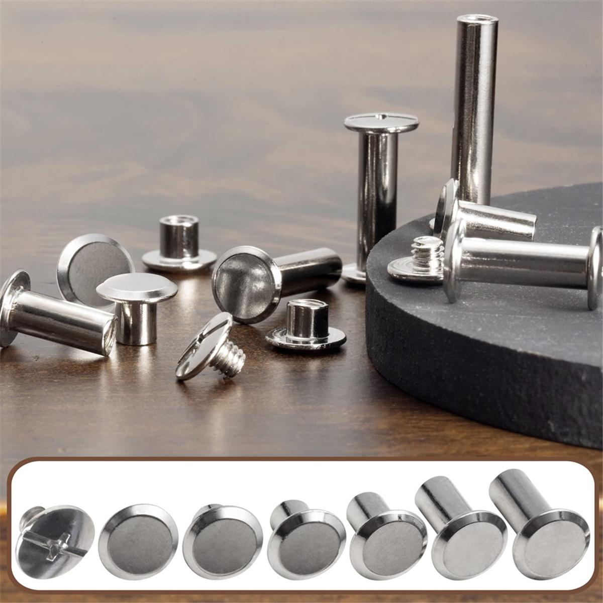 Premium-Chicago Screw Leather Rivets Assorted Screw Rivets M5 Chicago Binding Screws For Decorating PU Craft Belts(110PCS) серебряный