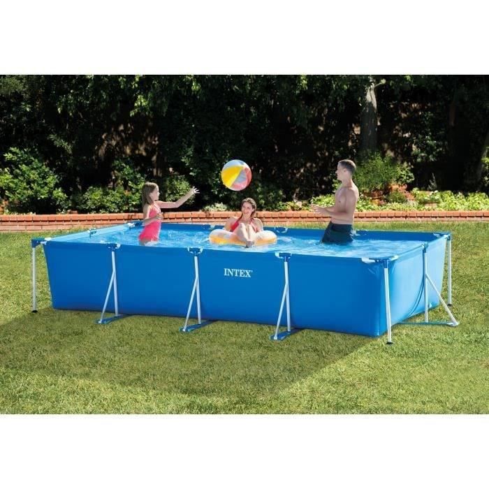 INTEX Above Ground Tubular Pool Kit - Metal Frame - 450 X 220 X 84 Cm - Rectangular (Comes with a Pump) - 28274FR