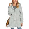 Fleece Jackets for Women Oversized Button Down Fuzzy Hooded Coat Casual Long Sherpa Outerwear with Pockets
