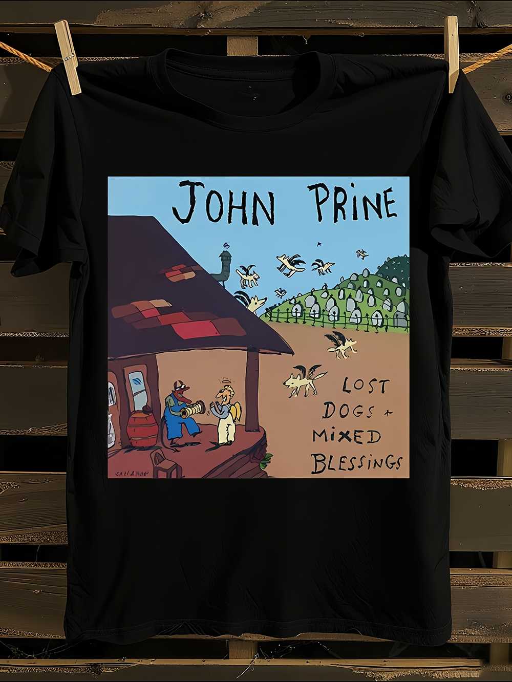 

John Prine Lost Mornings Album Art T-Shirt Mens Tshirt Womens Tshirts with Letters Print Short Sleeves T-Shirt Casual Street Tee Shirt Top XL