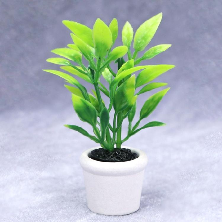 Green Potted Tree Artificial Foliage Miniature For Miniature Dollhouses Decorative Setup Photo Props