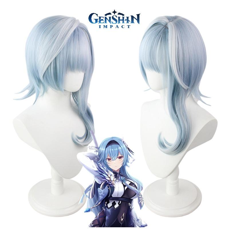 Cosplay Wig With Blue White Gradient Hightemperature Silk For Anime Costume Party