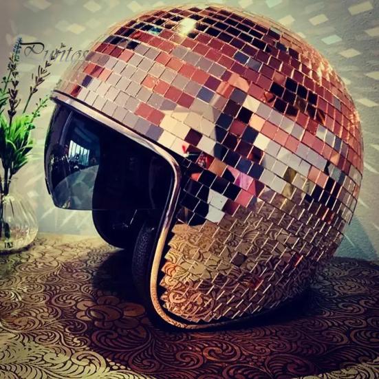 Přilba s disco koulí Stahovací kšilt Nastavitelný řemínek pod bradou Třpytivé Zrcátko Klobouk s disco koulí Reflexní Dospělí Party Dekorativní Disco Tiles Helma