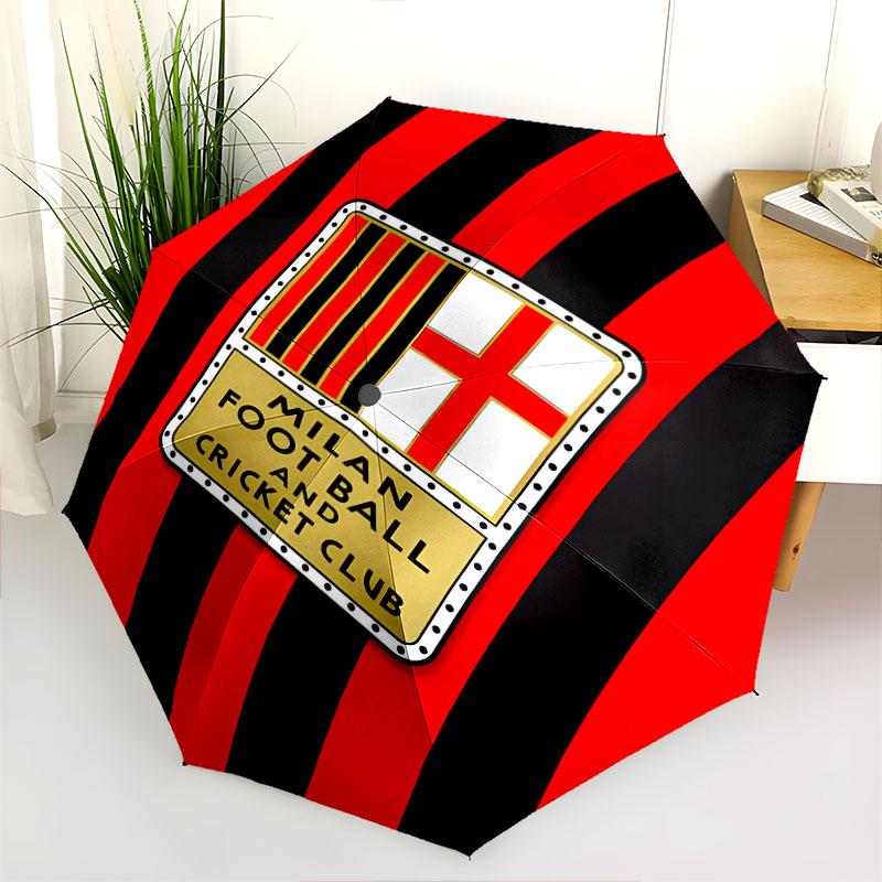 1 PC Automatic Folding Umbrella - AC Milan Pattern, Portable & Foldable Design with 8 Ribs, Christmas Birthday Gifts